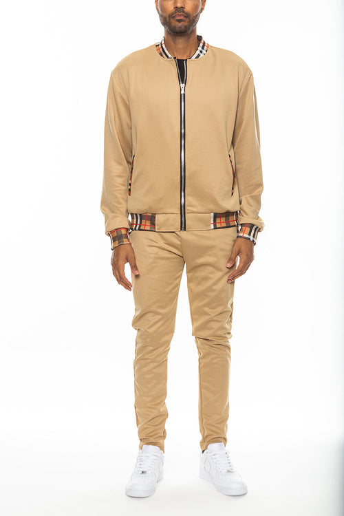 Chequered Detail Track Jacket Set