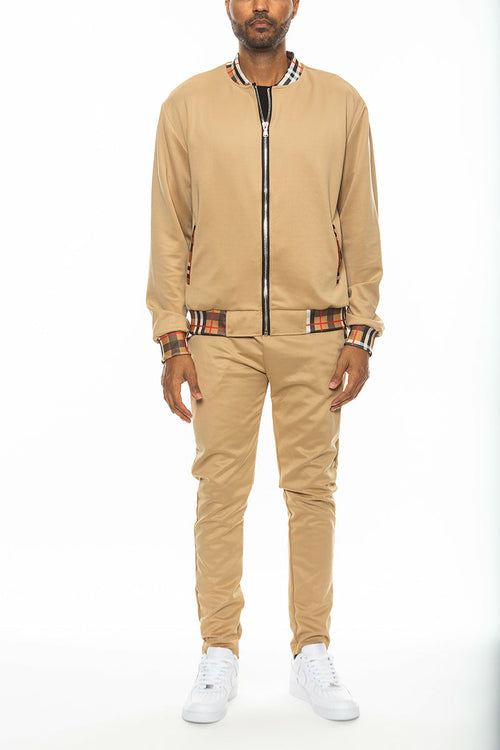 Chequered Detail Track Jacket Set