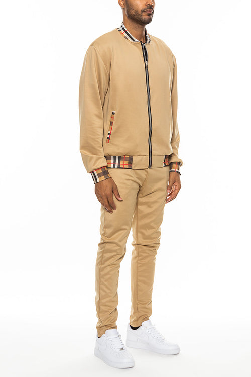 Chequered Detail Track Jacket Set